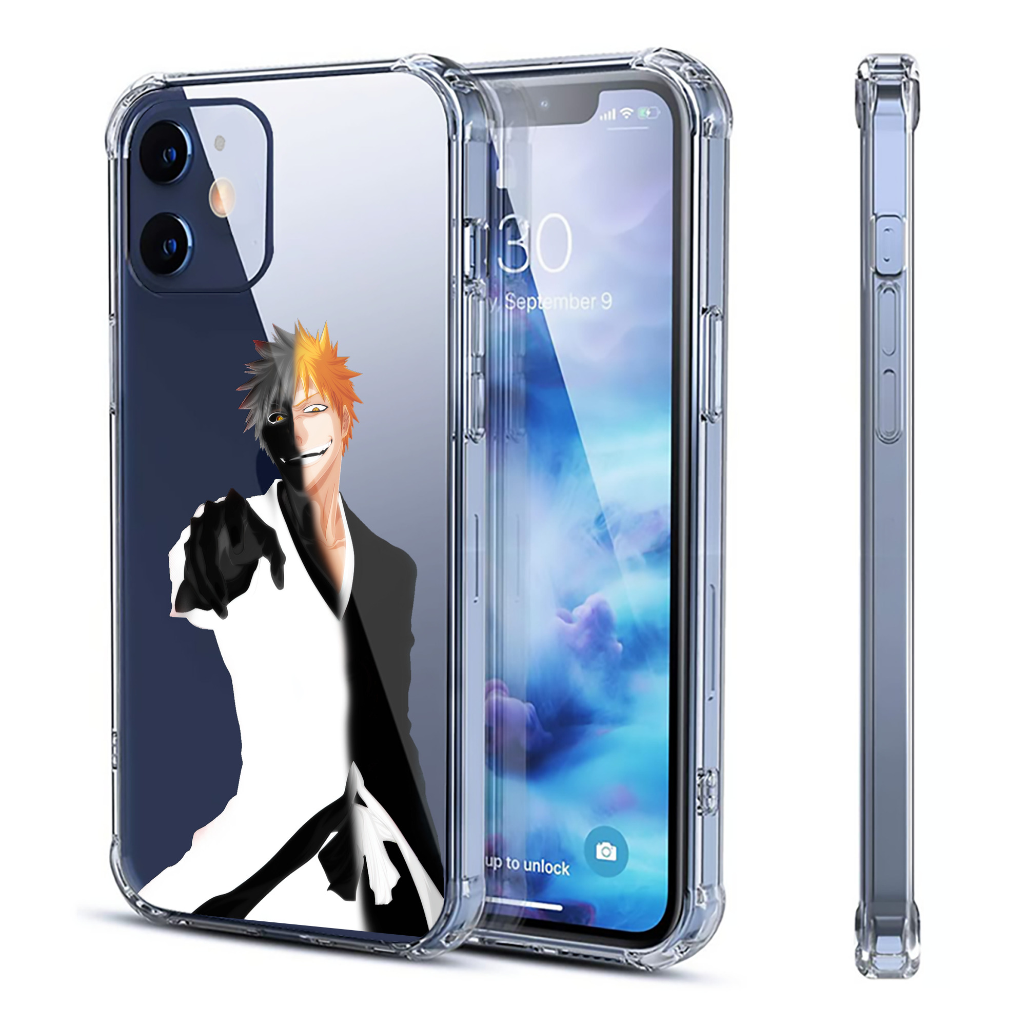 （画像用） ブリーチ 黒崎一護（くろさき いちご）BLEACH Kurosaki Ichigo 【iPhone 12シリーズ対応】透明スマホケース（クリアソフトケース）